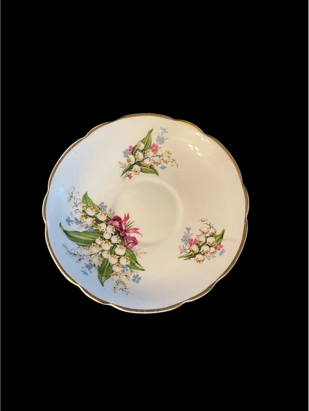 VTG Regency English Bone China Lily of Valley Floral Tea Cup & Saucer Gold Trim